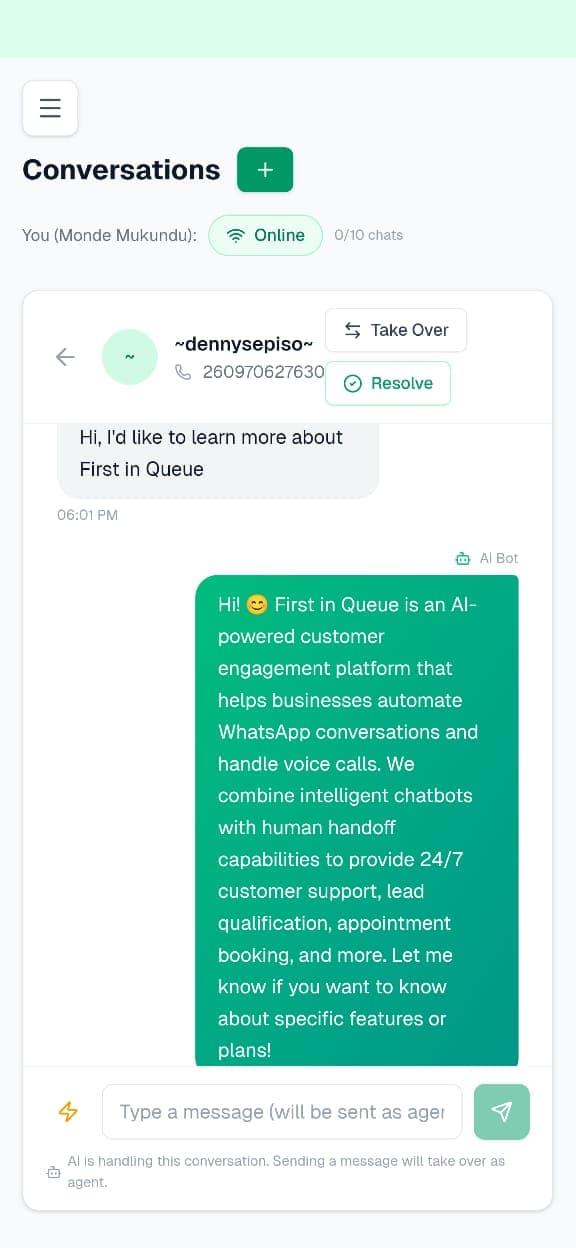 FirstInQueue queue and appointment management app interface screenshot 3